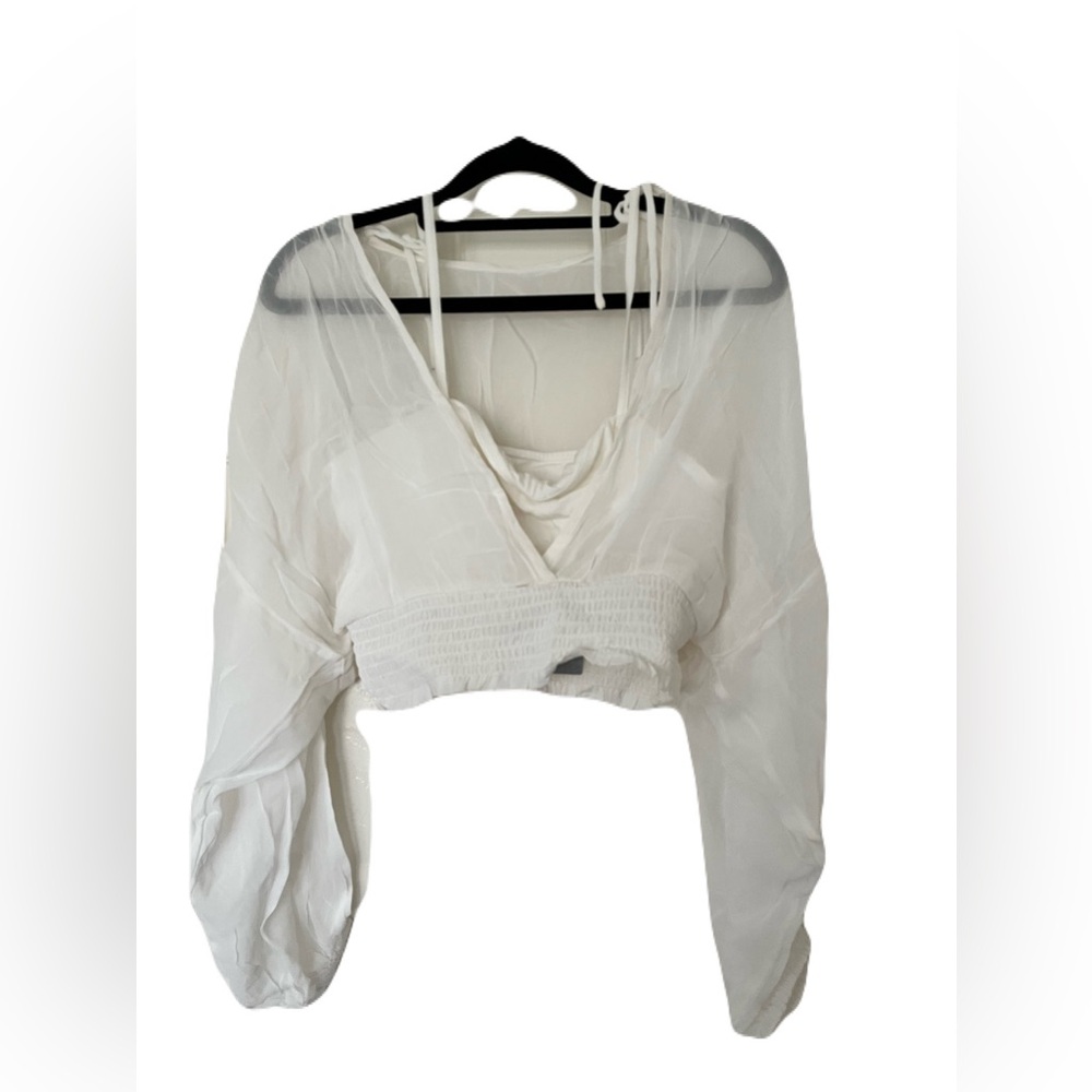 Anthropologie Y2K Sheer White Blouse Size S BNWT